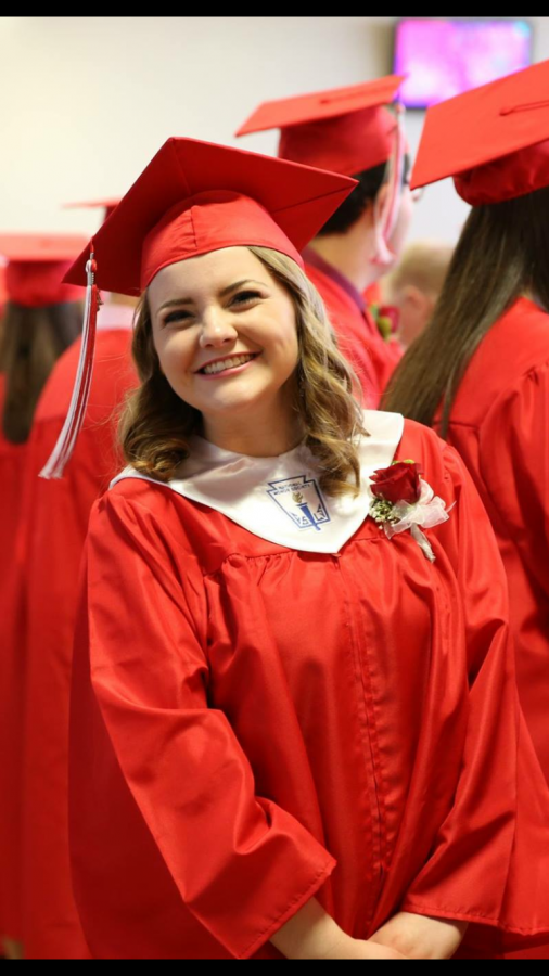 Hannah+Canady+smiles+on+the+graduation+day+of+the+class+of+2016.+Canady%E2%80%99s+graduating+class+had+around+90+students.+