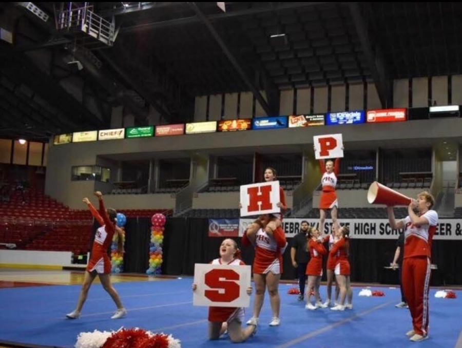 The Platteview Cheer Team competed in the Game Day category at Heartland Event Center on February 22.
