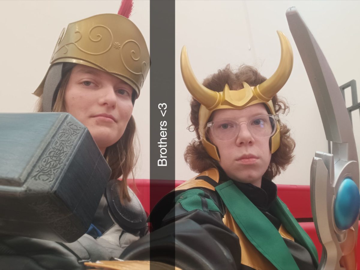 Maren Ferguson (11) and Kaelynn Harder (11) dress up as Thor and Loki for the elementary Trunk or Treat.