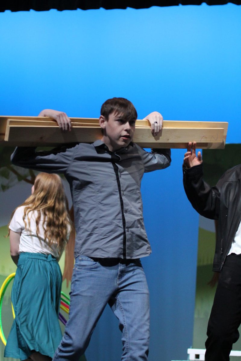 Senior Evan Baatz acting in the One Act play.
